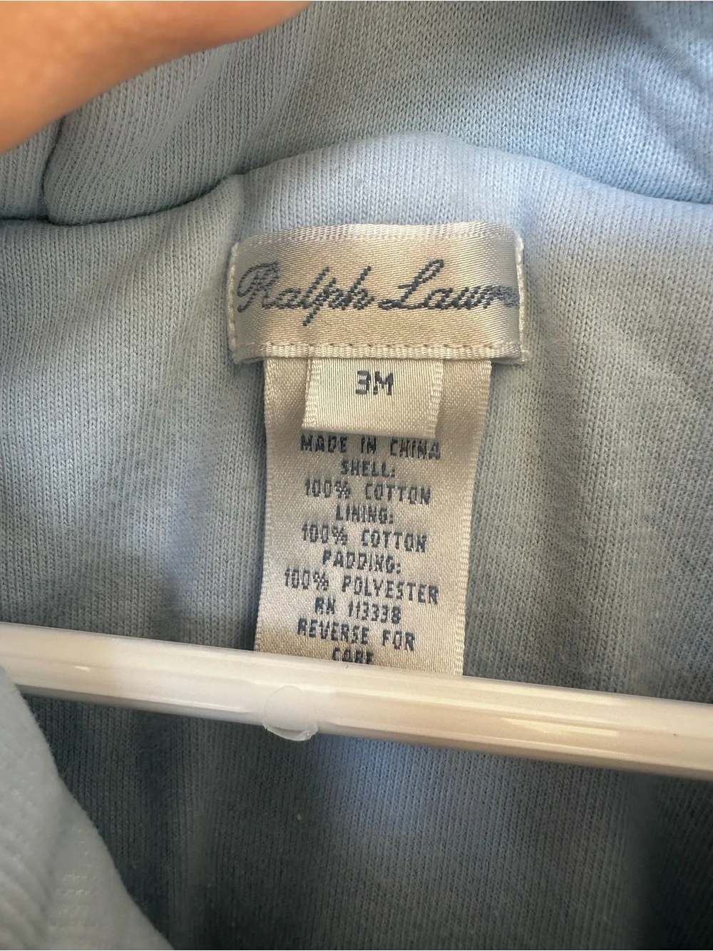 Ralph Lauren Light Blue Baby Snow Suit — Corduroy Fabric